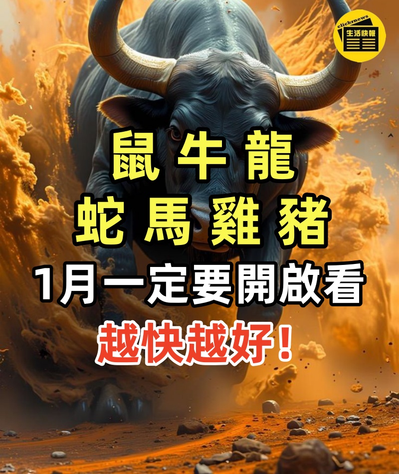 「屬鼠 屬牛 屬龍 屬蛇 屬馬 屬雞 屬豬 」1月一定要開啟看看！越快越好！